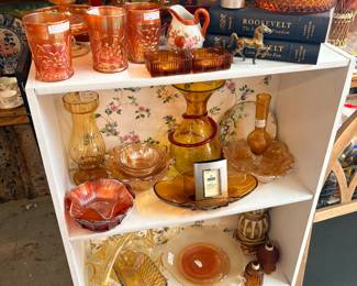 Carnival Glass, Florentine, Amber glass, Iridescent glass