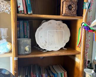 Price guide books, platters, sewing drawers