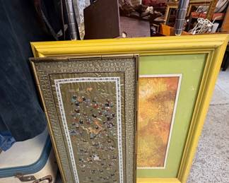 Silk embroidered Asian Framed 