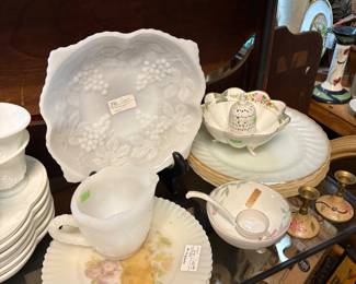 Milk glass plates