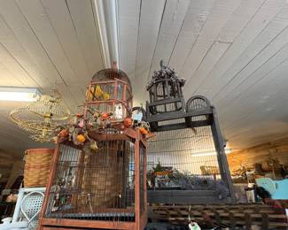 Vintage Bird Cages, Antique Feather tree fence