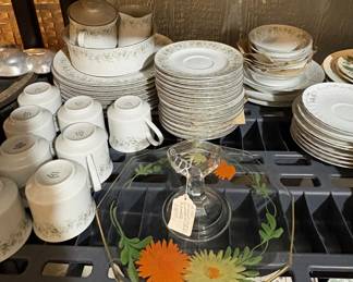 Hand painted Glass Serving dish