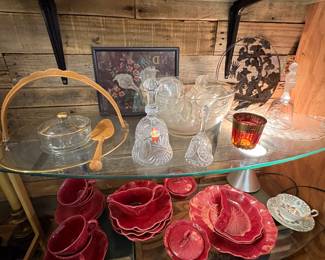 MCM Server, Ruby Glass, Lotus Petal ware, Crystal Bells