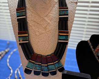 Santo Domingo Multi Stone Inlay reversible Necklace
