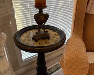 Heavy 3 leg dark wood table