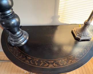 Love this tole style painted half moon table.