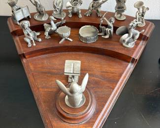 Pewter Animal Orchestra and Stand and Penguin Maestro.
