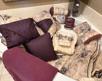 Crocille Queen Size Comforter, sheet sets, matching pillows, decorative pillows, throw and bedskirt