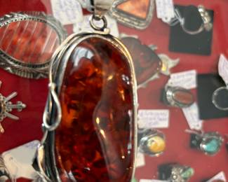 Amber Silver Pendant