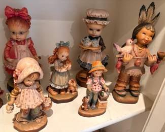 Anri Juan Ferrandiz "Peace Pipe", Sarah Kay "Afternoon Tea" 10" and "Off to School" 10"