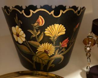 Vintage Tole Painted Cachepot - 5"