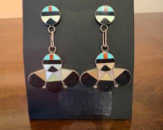 Zuni Inlay Silver earrings