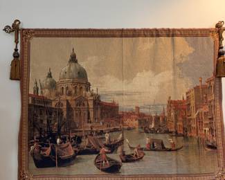 Beautiful Italian Tapestry titled "The Entrance to Grand Canal" Venice, Italy 72"X53"