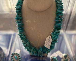 Turquoise Slab Necklace w/Heshi beads