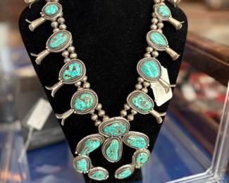 Royston Turquoise Squash Blossom Necklace
