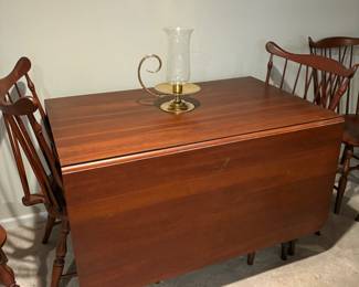 Ethan Allen Deep Deep Drop Leaf Gate Leg Table. 6 Ethan Allen Comb Back Chairs (1 is an arm chair)
