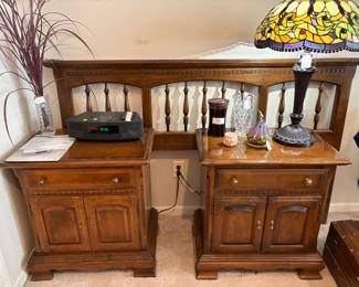 Ethan Allen Night Stands and Queen Size Headboard. Beautiful Tiffany Style Lamp