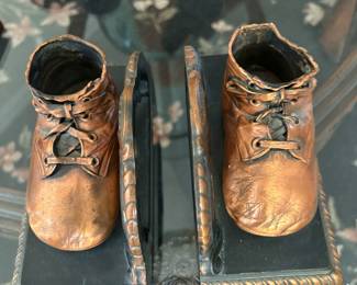 Childs Bronzed shoe Book Ends