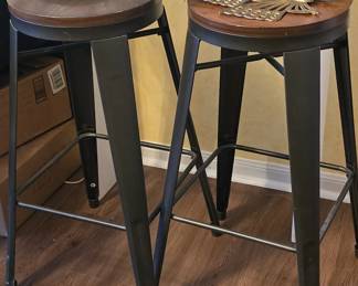 Pair of Bar Stools - Midcentury Pair of Bar Stools - Pair Brass Butterflies