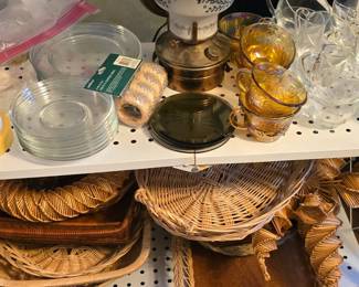Punch Cups - Glass Plates - Wicker Baskets
