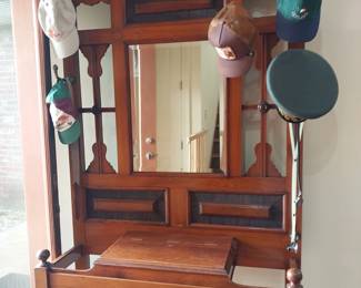 Hat rack with mirror and counter (hats not included)