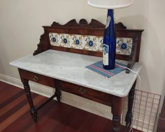 Antique marble top wash stand