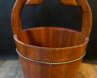 158 AntiqueChineseElmwoodWaterBucket