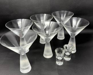 187 6ArtlandPresscottMartiniGlassesWithHeavyHoneycombStem