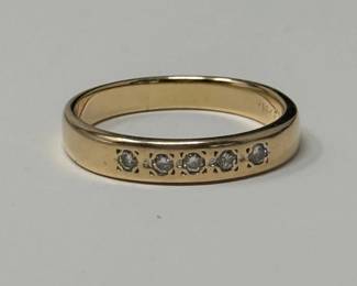 291 3mmYellow14KGoldBandWithFiveDiamonds