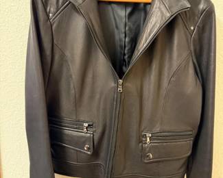 229 KennethColeReactionLadiesBlackLeatherJacket