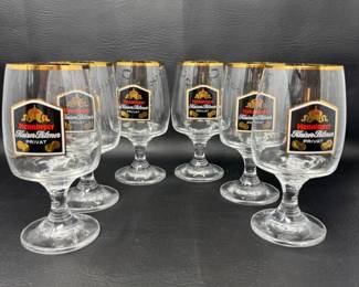 46 6VintageHenningerKaiserPilsnerPrivatStemmedBeerGlass