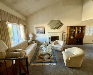 Vintage Living room set with swivel chairs and home decor