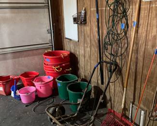 Horse items, barn items, heated buckets 