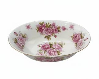 Andrea by Sadek Oval Serving Bowl Pink Roses