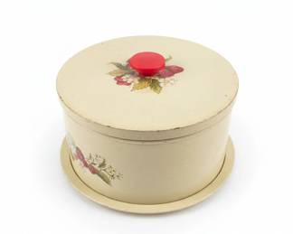 Vintage Strawberry Floral Tin Cake Carrier fourth image