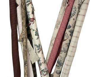 Collection of Designer Fabric Rolls Floral, Seashell, Plaid, Map, and Stripe second image