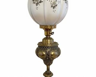 Victorian Gone With The Wind Style Hand Painted Floral Globe Lamp second image