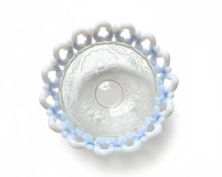 Northwood Shell and Wild Rose Opalescent Glass Fruit Bowl