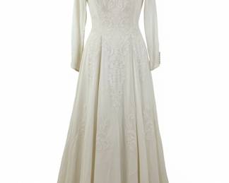 Vintage Wedding Dress with Lace and Pearl Embellishments fourth image