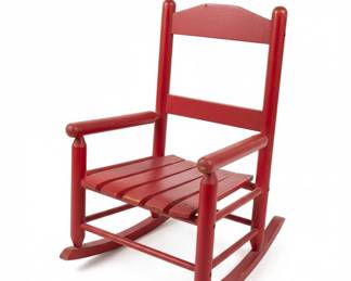 Vintage Red Childs Wooden Rocking Chair second image