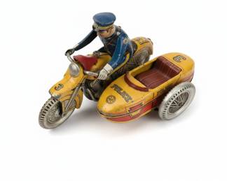 Louis Marx Tin Litho Police Motorcycle with Sidecar fifth image