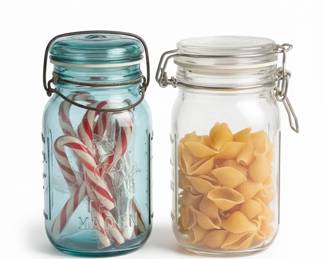 Antique Blue Glass Lightning Jar with Wire Bail Lid third image