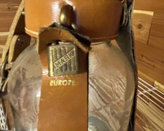 Vintage Long Weekend Glass Canteen with Leather Carrier and MARK EUROPE Emblem third image