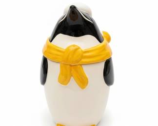 Metlox Frosty the Penguin Cookie Jar with Yellow Scarf