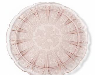 Jeannette Cherry Blossom Pink Depression Glass Cake Plate second image