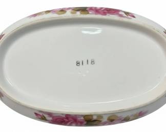 Andrea by Sadek Oval Serving Bowl Pink Roses fourth image