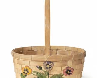 Decorative Woven Basket with Floral Appliqus second image