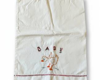 Vintage Embroidered Baby Pillowcase with Duckling second image