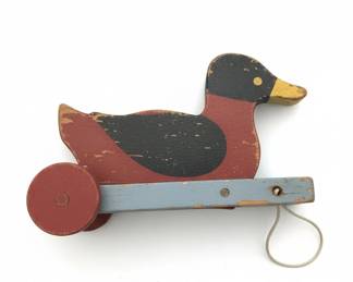 Vintage Folk Art Wooden Duck Pull Toy third image