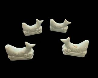 Celadon Glazed Ceramic Whale Chopstick Rests Set of